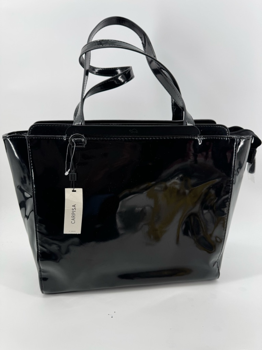CARPISA  Patent Tote Bag Women's Travel NWT Timeless Minimalist